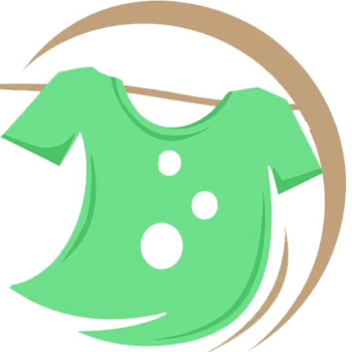 Green shirt icon with several holes in it, surrounded by a brown curved swoosh design on a plain background.